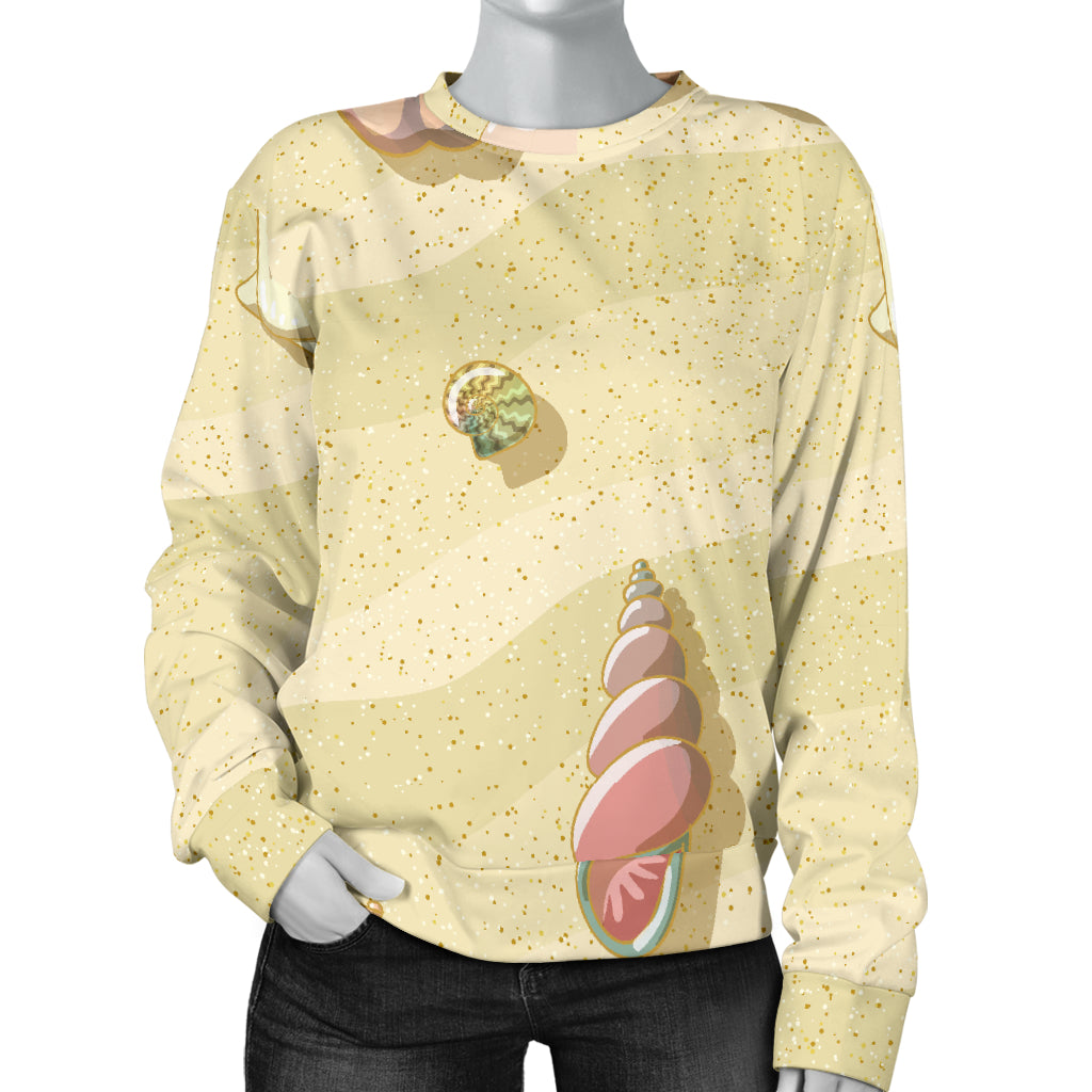 Beach with Seashell Theme Women Long Sleeve Sweatshirt