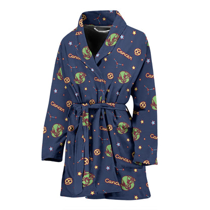 Cancer Zodiac Pattern Print Design 03 Women Bathrobe