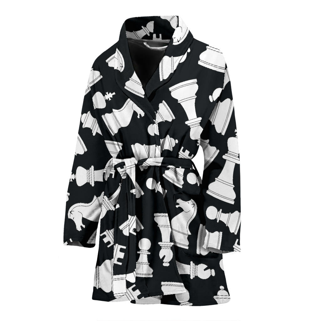 Chess Pattern Print Design 01 Women Bathrobe