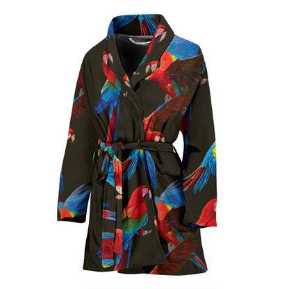 Macaw Pattern Print Design 04 Women Bathrobe