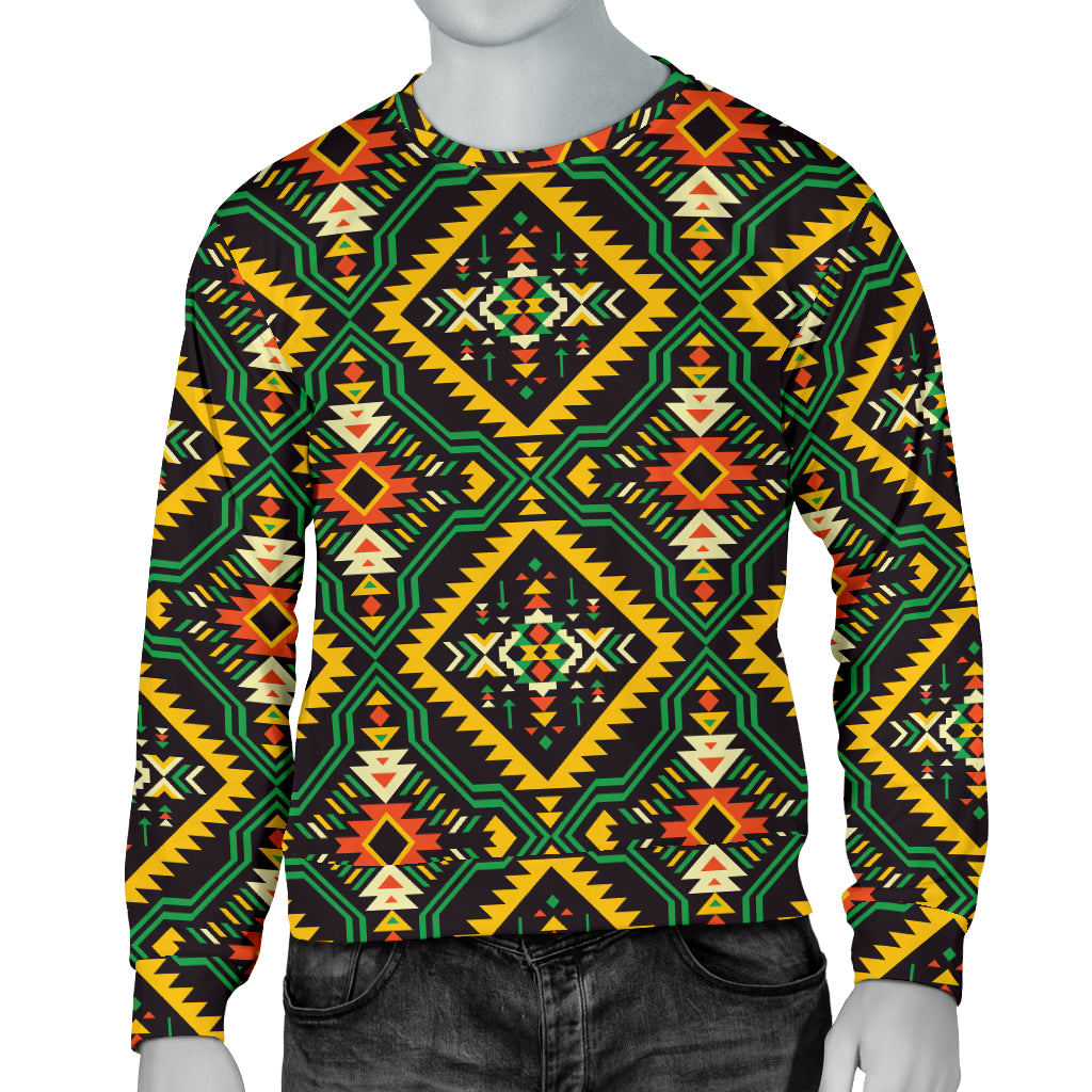 Kente Green Design African Print Men Long Sleeve Sweatshirt