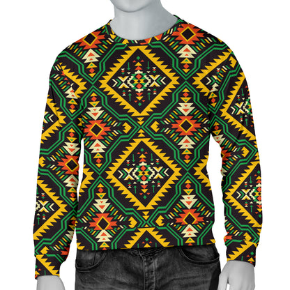 Kente Green Design African Print Men Long Sleeve Sweatshirt