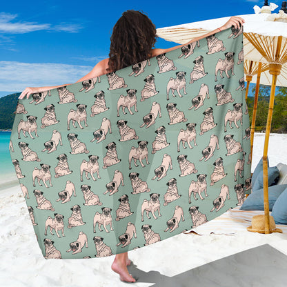 Pug Pattern Print Design A01 Sarong Pareo Wrap