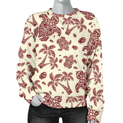 Polynesian Tattoo Turtle Themed Women Long Sleeve Sweatshirt