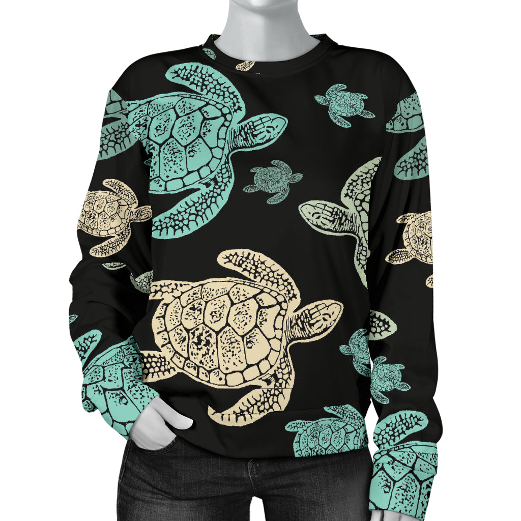 Sea Turtle Stamp Pattern Women Long Sleeve Sweatshirt