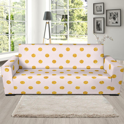 Polka Dot Gold Pink Pattern Print Design 01 Sofa Slipcover