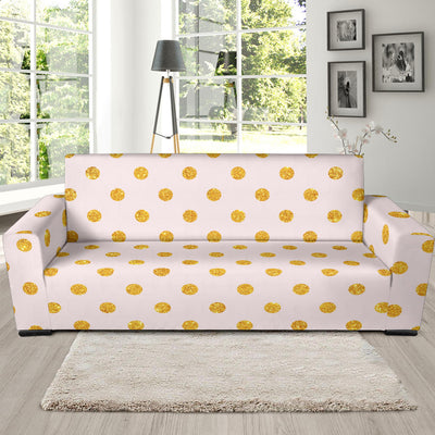 Polka Dot Gold Pink Pattern Print Design 01 Sofa Slipcover