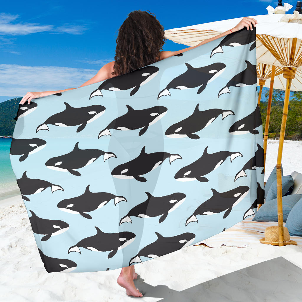 Killer Whale Pattern Print Design 01 Sarong Pareo Wrap
