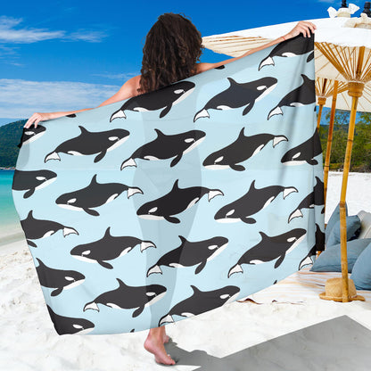 Killer Whale Pattern Print Design 01 Sarong Pareo Wrap