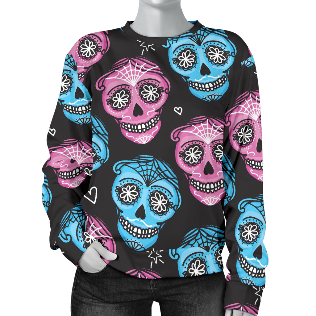 Day of the Dead Skull Print Pattern Women Long Sleeve Sweatshirt