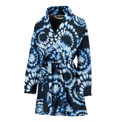 Tie Dye Dark Blue Print Design LKS306 Women Bathrobe