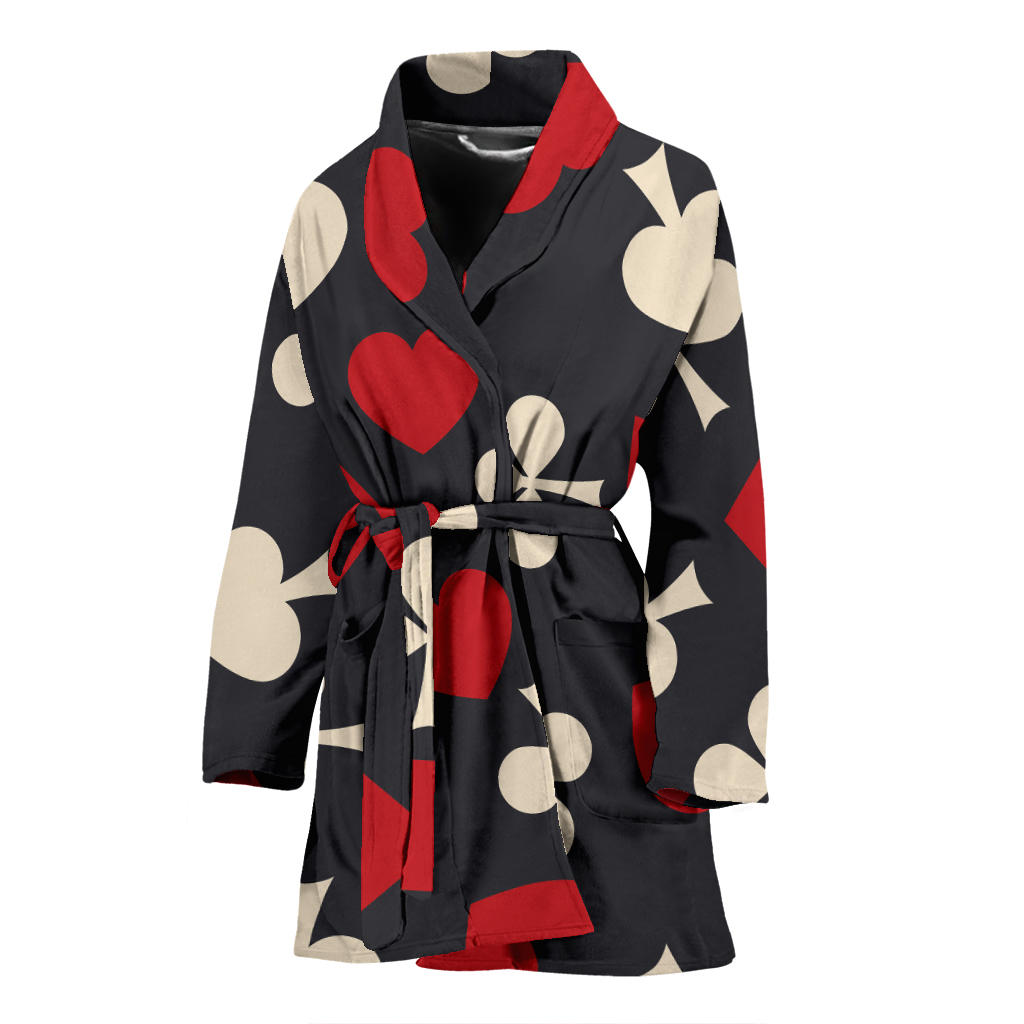 Poker Cards Pattern Print Design A02 Women Bathrobe