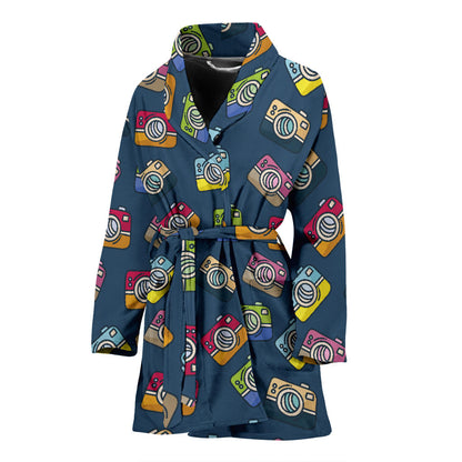 Camera Pattern Print Design 03 Women Bathrobe