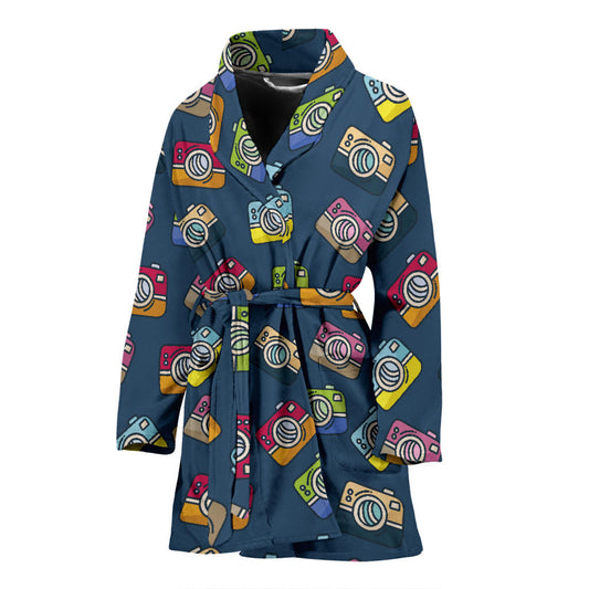 Camera Pattern Print Design 03 Women Bathrobe