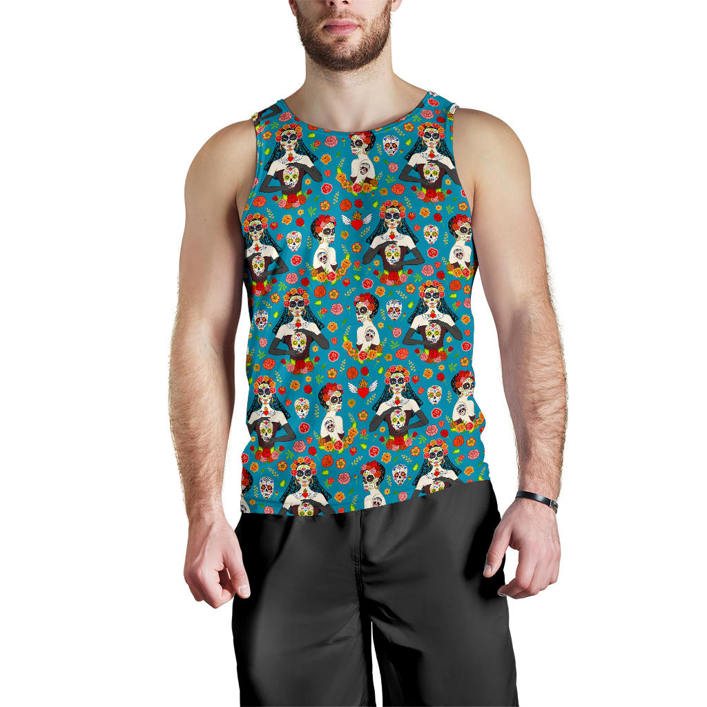 Day of the Dead Old School Girl Design Men Tank Top