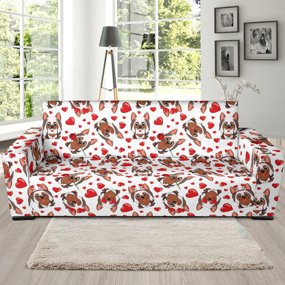 Silky Terriers Heart Print Design LKS302 Sofa Slipcover