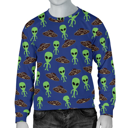 Alien Green UFO Pattern Men Long Sleeve Sweatshirt