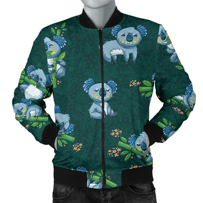 Koala Blue Design Print Men Bomber Jacket