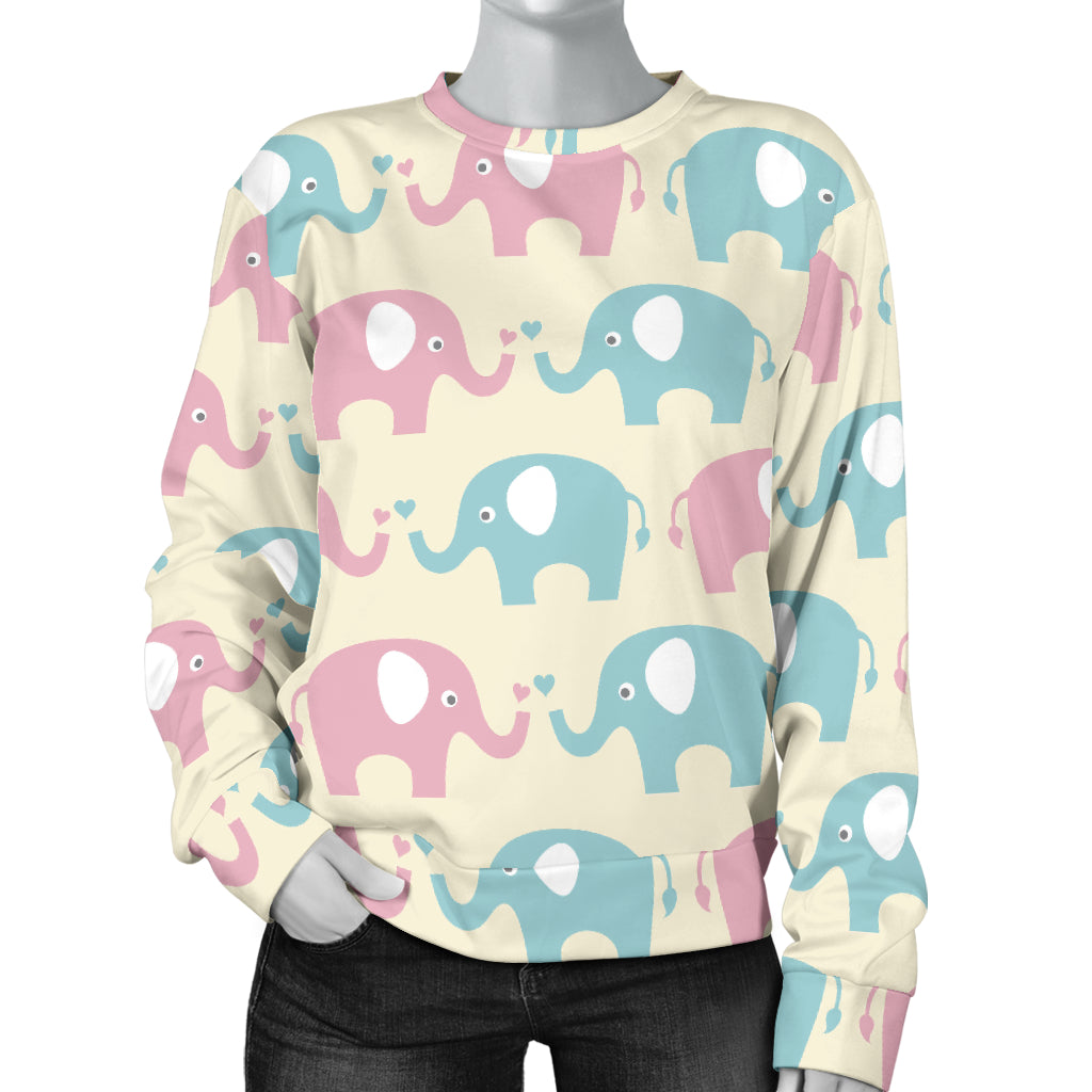 Elephant Baby Pastel Print Pattern Women Long Sleeve Sweatshirt