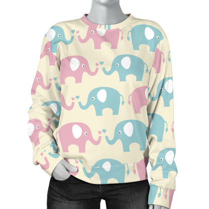 Elephant Baby Pastel Print Pattern Women Long Sleeve Sweatshirt