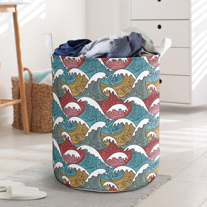 Tribal Wave Pattern Print Laundry Basket