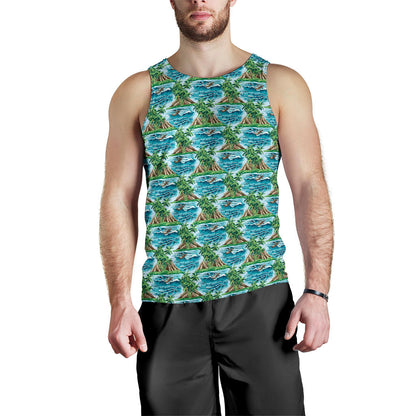 Palm Tree Hawaiian Themed Design Print Men Tank Top