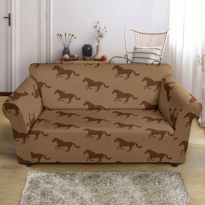 Horse Brown Print Design LKS307 Loveseat Couch Slipcover