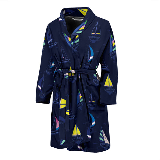 Sailboat Print Design LKS305 Men Bathrobe