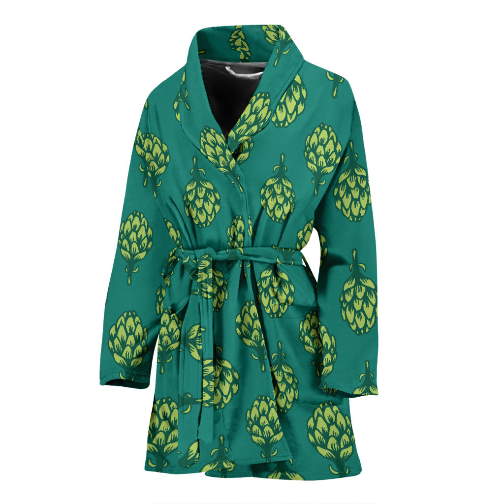 Artichoke Pattern Print Design 04 Women Bathrobe