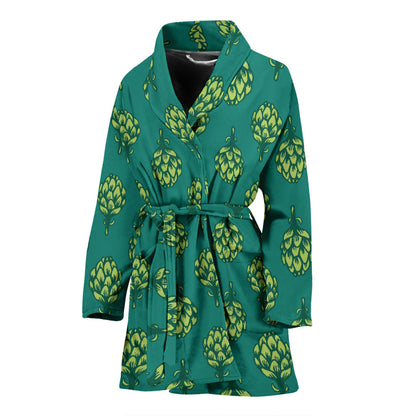 Artichoke Pattern Print Design 04 Women Bathrobe