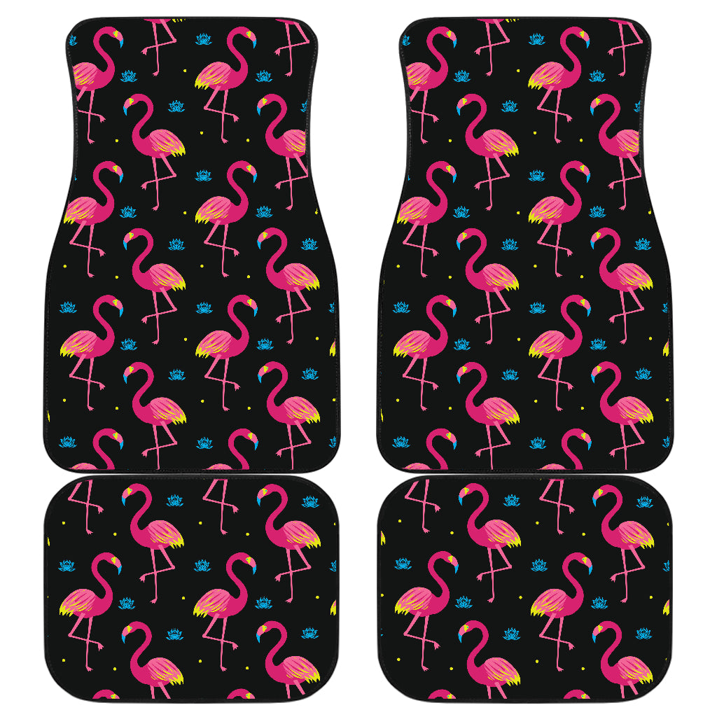 Flamingo Pink Neon Print Pattern Car Floor Mats Front Back