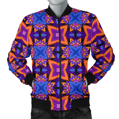 kaleidoscope Purple Orange Print Design Men Bomber Jacket