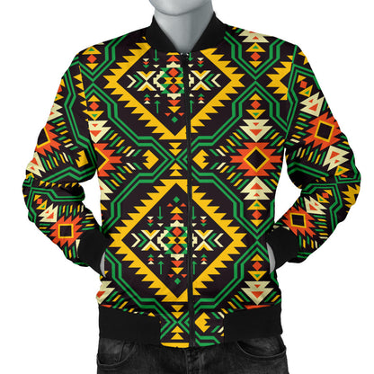 Kente Green Design African Print Men Bomber Jacket