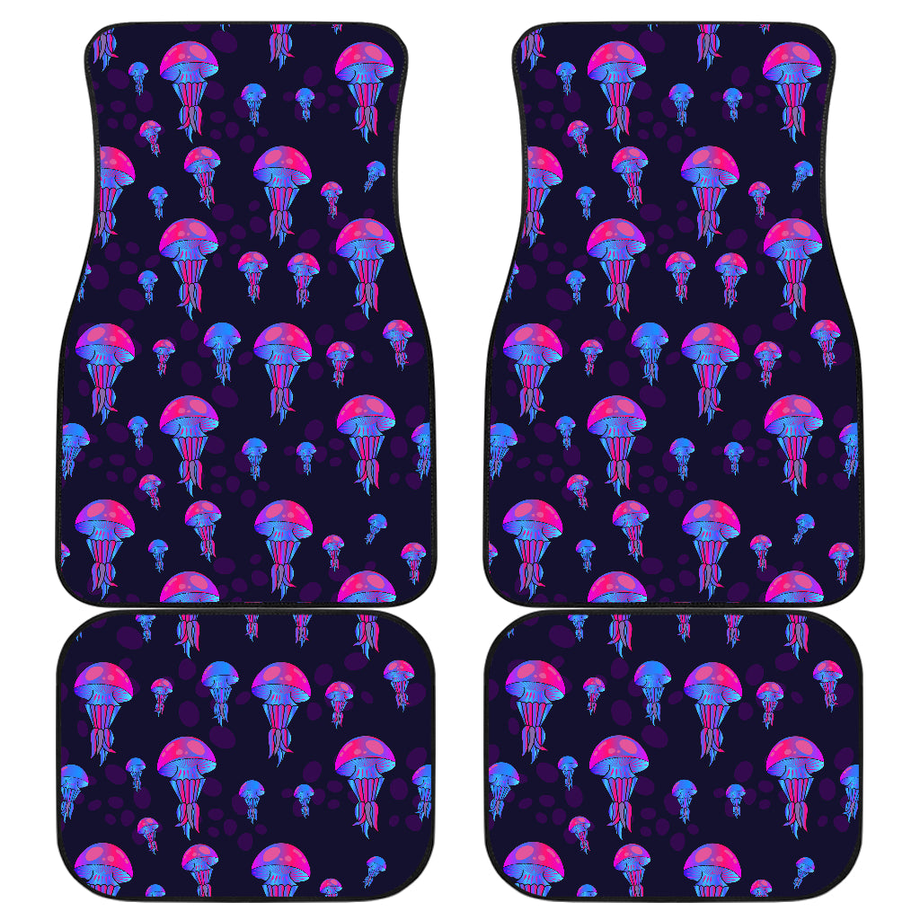 Jellyfish Neon Print Car Floor Mats Front Back