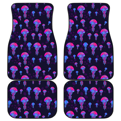 Jellyfish Neon Print Car Floor Mats Front Back