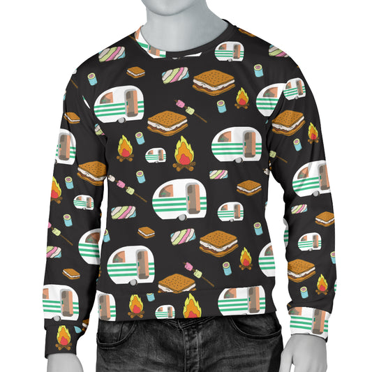 Camper marshmallow Camping Design Print Men Long Sleeve Sweatshirt