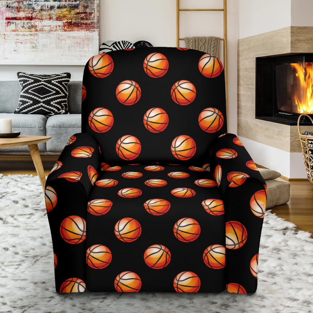 Basketball Pattern Print Design 01 Recliner Slipcover with Pocket