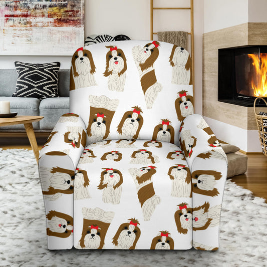 Shih Tzu Print Design LKS302 Recliner Slipcover with Pocket