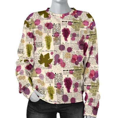 Wine Style Design Print Women Long Sleeve Sweatshirt
