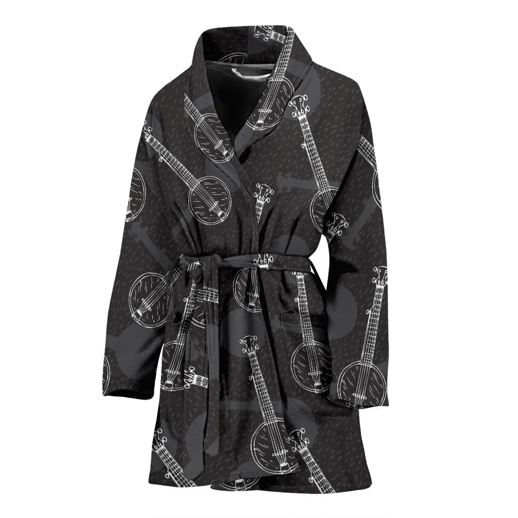 Banjo Pattern Print Design 03 Women Bathrobe