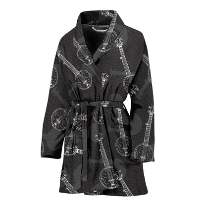 Banjo Pattern Print Design 03 Women Bathrobe