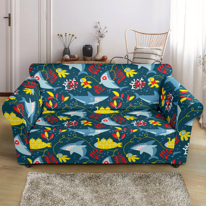 Scuba With Sharks Print Design LKS303 Loveseat Couch Slipcover