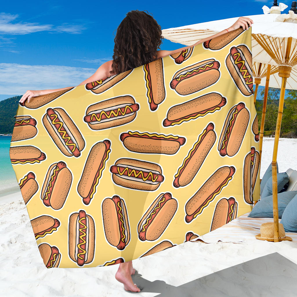Hot Dog Pattern Print Design 01 Sarong Pareo Wrap