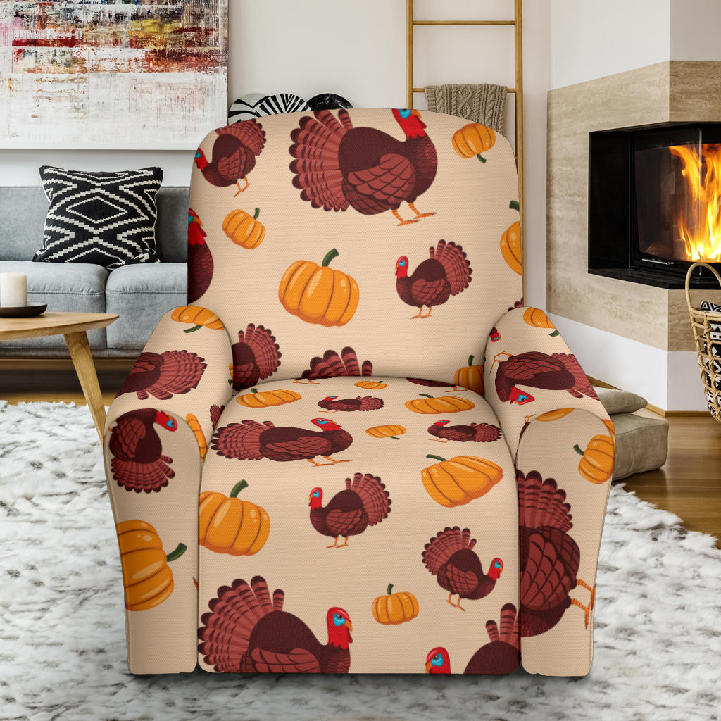 Thanksgiving Print Design LKS308 Recliner Slipcover with Pocket