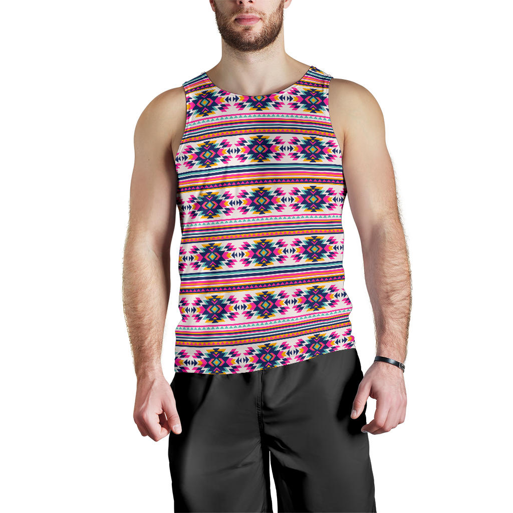 Indian Navajo Neon Themed Design Print Men Tank Top