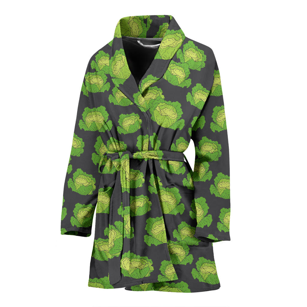 Cabbage Pattern Print Design 01 Women Bathrobe