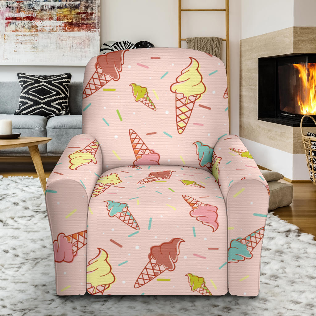 Ice Cream Pattern Print Design 02 Recliner Slipcover with Pocket