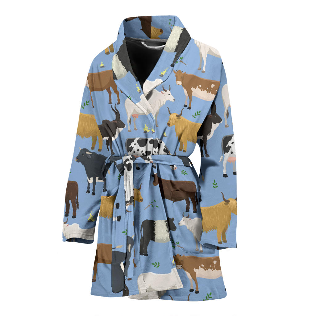 Cattle Pattern Print Design 02 Women Bathrobe