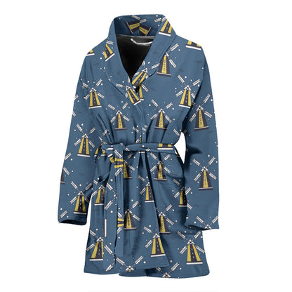 Windmill Pattern Print Design 03 Women Bathrobe