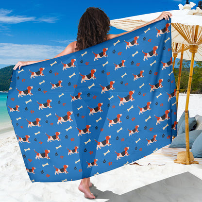 Basset Hound Pattern Print Design 02 Sarong Pareo Wrap